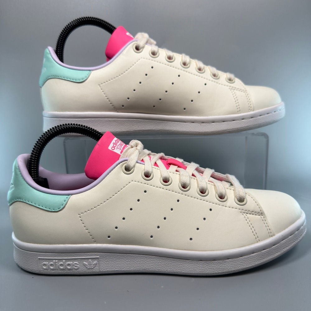 Adidas Stan Smith Primegreen Womens 7 Sneakers Cream Pink Mint Lace Low Shoe